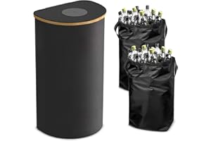 Mapille 100L Rangement de Bouteilles Consignées,Poubelle de Recyclage,Poubelle de tri de Dépôt Avec Trou,Récipient Collecteur de Bouteilles,avec Deux Sacs de Transport,Pour Plastique,Bouteilles Verre