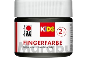Marabu 03030050073 - Pintura para dedos para niños, color negro, 100 ml, a base de agua, sin parabenos, vegano, sin lactosa, sin gluten, adecuada para pintar en guardería, escuela, terapia y en casa.