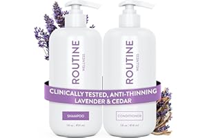 Routine Wellness Anti-Thinning Shampoo and Conditioner Set for Thinning Hair - Biotin DHT Blocker Women & Men - Color Safe Shampoo for Hair Loss & Healthier Growth (Pack of 2) (Lavender & Cedar)