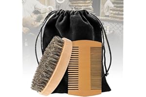 BAVOOTY Bartkamm & Bartbürste Set,Bartbürste mit Wildschweinborsten,Bartkamm für Männer,Bart Bürste aus Holz und Bartkamm,Beard Comb,Beard Brush for Men,Bartpflegewerkzeug für Männer Reise Tägliche Bartpflege