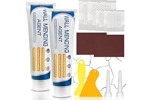 IKKAB Wall Filler Repair Kit,Wall Mending Agent with Wall Repair Paste,Scraper,Sandpaper and Wall Repair Patch,Polyfiller for Walls,Drywall Repair Kit for Repairing Holes, Peeling, Graffiti, Cracks, 2 Pack