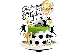 CHARFIA Football Cake Decorations, Football Cake Topper Birthday Decorations for Boys, Football Party Decorations Birthday Cake Cupcake Topper for Kids Boys Men Sports Theme Birthday Football Party Supplies