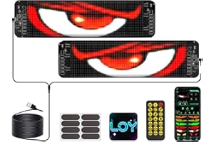 DOEDOEFONG 2 occhi LED per auto, personalizzati, occhi di luce flessibili, con telecomando per auto, camion, testo, graffiti, Smart App, Bluetooth USB 5 V (10 x 35 cm)