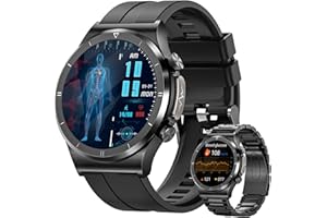 DEKEFIT 2023 Reloj Inteligente Hombre, ECG Reloj Medidor Glucosa en Sangre, Met 24/7 Pulsómetro Monitor Sueño, 1,39” Smartwatch Hombre con 120+ Modos Deportivos IP68 Impermeable para Android iOS