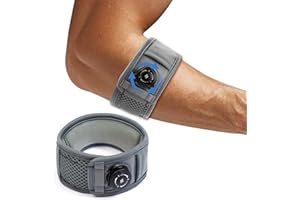 ORIGINTEK Codera Epicondilitis Hombre Mujer, Codera Tendinitis Codo de Tenista y Golfista, Banda/Cincha Epicondilitis Ajustable para Dolor de Codo, Brazalete Epicondilitis para Padel y Coderas Gym, XL