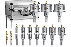 GETLITOOL Set 12PZ TCT Punte per Seghe a Tazza 16-53mm Profondità di Taglio 25mm, 12x Frese a Tazza a Tre Lame con Punta Centrale Trapano a Molla per Lamiera di Acciaio Metallo Legno con Valigetta
