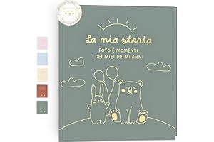 HuBorns - Album Nascita Bambina e Bambino per Incollare Foto e Scritte con +50 Pagine e Adesivi, Album Fotografico Neonato per il Primo Anno fino a 5 Anni, Ideale per Regalo Nascita Bimba e Bimbo