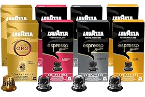 Lavazza, 80 Capsules Café Assorties, Capsules Compatibles Avec les Machines Nespresso Original, 2 x Espresso Maestro Classico, 2 x Ristretto, 2 x Lungo et 2 x Qualità Oro, 8 Paquets de 10 Capsules