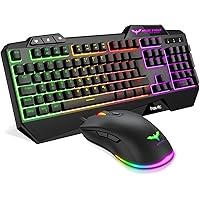 Havit Gaming Keyboard and Mouse Set, LED Backlight QWERTZ (German Layout), 7 Buttons Gaming Mouse with 4 LEDs as…