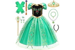 YYDSXK Robe Princesse Fille, Robe Reine des Neiges Elsa Anna avec Couronne Princesse Ensemble, Deguisement Princesse Elsa Anna pour Cadeau Fille, Robe de Princesse Elsa pour Cosplay