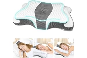 CHxxy Memory Foam Pillows, Cervical Pillow for Neck and Shoulder Pain Relief, Ergonomic Contour Bed Pillow, Soft for Side Sleep Stomach Sleeping and Back Sleeper