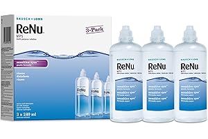 ReNu Multi-Purpose Contact Lens Solution 3 x 240 ml - Soft Contact Lenses for Comfortable Wear - Gentle on Sensitive Eyes - Clean, Disinfect, Rinse, Lubricate and Store your Lenses, Lens Case Included