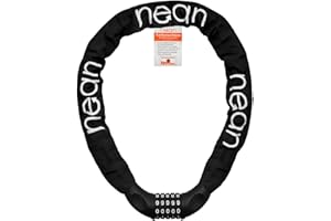 nean candado de Cadena para Bicicleta con combinación de código numérico y Alto Nivel de Seguridad, eslabones de Cadena de Acero Templado, 6 mm x 900 mm (negro)