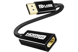 OHBUYAGN Active DisplayPort to HDMI Adapter, DP 1.4 to HDMI 2.1 Cable Supports 4K@120Hz 4K@60Hz 2K@144Hz 2K@60Hz 1080P HDR HDCP 2.2, Uni-Directional DP Male to HDMI Famale Connector for HP Dell AMD NVIDIA PC