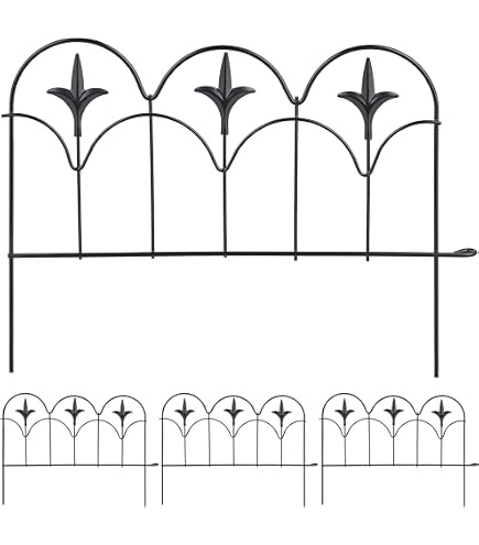 Bordure De Jardin Noire - Lot De 6 éléments En Plastique Avec Motif Fleur De Lys - H.32.5 X L.61 Cm - Pour Délimiter Massifs