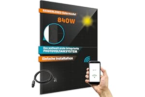 KAISER PLASTIC Kaiser® - Impianto fotovoltaico da balcone, 800 W, con inverter, set completo con impianto solare tutto in nero (Black), moduli solari Plug and Play, accessori e cavi da 7 m per regolazione via app