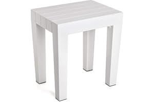 Tatay Hocker Sitzbank Lombok, Polypropylen, BPA frei, Holz-Effekt, Anti-UVA-Schutz, Max 130KG, geeignet für Innen- und Außen 38x29x41cm. Weiße Farbe