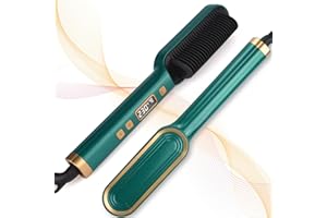 GABCHI Hair Straightener Brush, Hair Straighteners for Women, Hot Brush for Women, Adjustable Temperature & Anti-Scald, Girl's Gift, Hair Tools for Styling(Green)