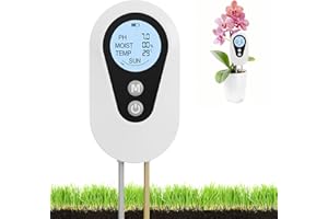 YAHAMOO pH Messgerät Erde, Feuchtigkeitsmessgerät Pflanzen 4-in-1 Feuchtigkeitsmesser für Pflanzen, Bodenmessgerät für PH/Temperatur/Feuchtigkeit/Lichtmessung für Garten, Rasen, Gewächshaus und Balkonpflanzen