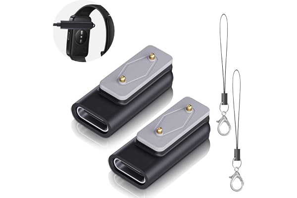 2 Delar USB-C-adapter Kompatibel Med 5V/1A Bärbar Laddningsadapter För Samsung Galaxy Fit 3 / Huawei Watch Fit 3/2/Fit/Fit Mini, Huawei Band 10/9/8/7/6/6 Pro/Honor Band 9/7/6/ES