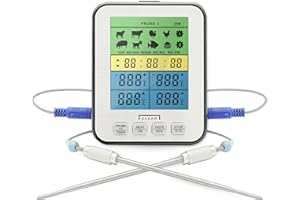 ARIKAREE Termometro Da Cucina Professionale Cottura Cibi Digitale Con Doppia Sonda Per Carne e Pesce Forno Grigliata Barbecue Bbq Fritti Allarme Temperature Gradi Precisione Istantaneo Sondino Sonde Batteria