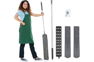 FRAGRATY Staubwedel Lang Ausziehbar, Waschbar Gap Dust Cleaner, Flexibler Staubwischer mit 3 Austauschbaren Tüchern Und 1 Haken, Staubreiniger Teleskop Flach Duster für Sofa-Bett-Möbel untere Deckenventilator