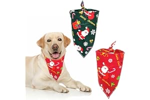 MICJLLT 2 Pcs Dog Christmas Bandana,Dog Large Triangle Bibs Outfits Kerchief Set,Dogs Festive Scarves Pet Adjustable Costume Gifts ccessories for Small Medium Cats