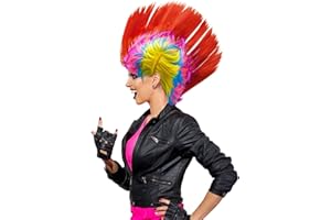 UILYNIU Peluca Punk Rocker Retro Multicolor de los Años 60 y 70 para Disfraces, Moda y Cosplay (Rojo)