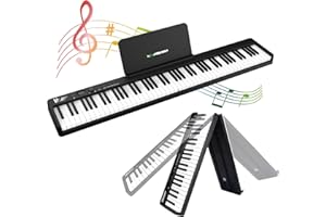 Veetop 88 Key Folding Keyboard Piano, Portable Full-size Electronic Piano with Bluetooth, MIDI, Rechargeable Battery, Geat Foldable Digital Piano for Beginner, Kids, Adult