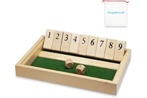VINGAHOUSE Shut The Box Juego de Mesa de Madera, Clásico Juego de Dados Juegos de Fiesta en Casa Juguetes de Viaje con Bolsa de Almacenamiento Entrenamiento de Lógica Matemática Regalo para Niños
