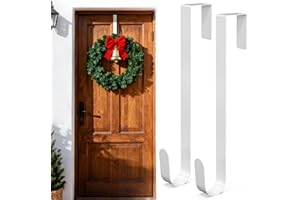 CHGANG 2pcs Christmas Wreath Door Hanger - 12 Inches Metal Front Door Wreath Hook for Christmas Home Office Wall Wedding Wreaths or Decorations (White)