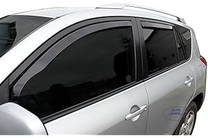 J&J Automotive | Deflettori D'Aria Antiturbo Per Rav4 III 2006-2012, Set di 4 Pz, Nero, Antivento, Antipioggia, Fume' Oscurati