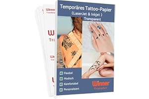 WinnerTransfer A4X5 Sets, Inkjet/Laser Tattoo PapierDIY Tattoo Folie Zum Bedrucken,Tattoo Temporäres Transfer,Decal Papier für Tintenstrahldrucker/Laserdrucker,Tattoo Tranferfolie (WT-11-Matt-5)