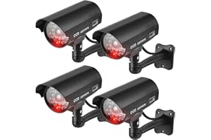 GAOUTO 4 fotocamere fittizie, telecamera di sorveglianza CCTV, Dummy con LED lampeggiante, Fake safety camera, fotocamera atrappa esterna, fotocamera finte per casa, ufficio, colore: nero