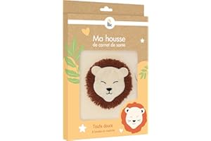 PLIC - Protège Carnet de Santé Bébé - Housse de Protection Douce Modèle Lion - Lavable en Machine - Fermeture Scratch - Design Ludique