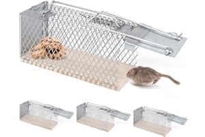 VOTUKU Trappole per Topi, Gabbie Trappola, La Migliore Trappola per Topi Grandi, Trappole Gabbia Cattura Topi Piccoli Vivi, da Interno Esterno (argentato 4)