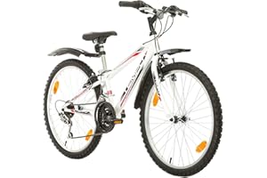 MULTIBRAND DISTRIBUTION Multibrand, PROBIKE Tempo, 24 Pollici, 279mm, Mountain Bike, 18 velocità, Unisex, Parafango Anteriore + Posteriore, Bianco Lucido