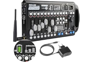 WECAN Controleur Dmx 512 Sans Fil Dmx Controller Console 192 Ch, Contrôleur Dmx Table Console Lumiere Avec 2.4G Wireless Transmission Receiver, Batterie Rechargeable Intégrée Eclairage Dmx512 Controlleur