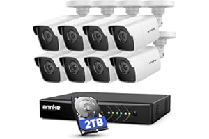 ANNKE Kit de Surveillance Extérieures Filaires,8CH 3K DVR avec Disque Dur 2TO, Détection de Personne/Véhicule,8 x Caméras de Vidéosurveillance de 5MP, Vision Nocturne de 100ft, Accès à Distance