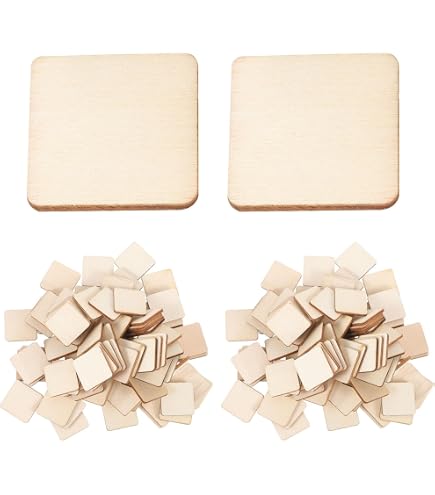 NBEADS 300 Pcs Bois Non Fini 2x2 Cm - Feuilles Carrées Balsa Pour Artisanat, Peinture Et Sculpture