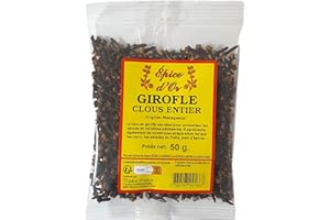 Clous de Girofle Entier 50g - Epice d'Or, Qualité Supérieure, Saveur Intense, Authentique et Naturel, Sans Colorant, Sans Additifs Ni Conservateurs.