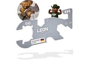 LEÓN Goods: Gasflaschenschlüssel mit Grillrost Anheber! Edelstahl Multitool mit Magnet. Gasflaschen Schlüssel mit 13,17 & 19er Schlüssel + Flaschenöffner!