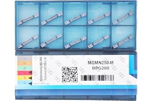 CDBP Carbide Grooving Inserts MGMN250-M for MGEHR/L and MGIVR/L Grooving Cut-Off Tool Holder, PVD Coating Metal cutting, 10pcs