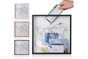 MUXIUNT Adventure Archive Travel Memory Keepsake Life in a Box Frame with Non-Marking Nail for Travel Gifts Essentials, 8&12In Travel Collection Shadow Box Frame Display Case for Ticket Photo Postcard