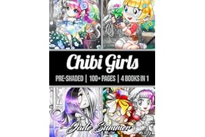 100 Chibi Girls Grayscale: An Adult Coloring Book Collection with Cute Girls, Fantasy, Horror, Christmas, and More!