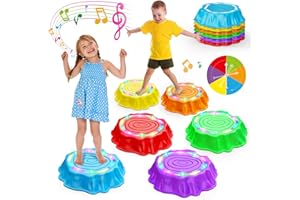 ‎JOFUNI Jofuni Leuchtende Balanciersteine für Kinder mit Musik – 6er Stapelbare Balance Steine für Indoor & Outdoor Stapelsteine Motorikspielzeug Gleichgewichtstrainer für Kleinkinder ab 2 3 4 5 6 Jahre