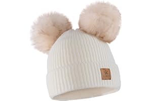 EliMeli 17223 - Berretto invernale da bambina, lavorato a maglia, con due pompon, perfetto per l'inverno e l'autunno