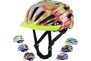 ONBROS Kids Bike Helmet for Boys & Girls Ages 5-7-9-10-12-14 Adjustable Kid Cycle Helmet with Visor & Light, Lightweight & Safe for Cycling Scooters and Skating 50-57cm