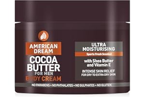American Dream Cocoa Butter Body Cream for Men, an Ultra Moisturising Body Butter with a Sport Fresh Scent 500ml