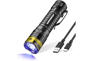 DARKBEAM Lampe Torche UV 395 nm Lumière Noire LED, Lampes de Poche Mini mais Puissante USB -C Rechargeable, Lampe Wood Ultraviolette Détecteur pour d'Urine, Uranium Verre, Taches, Ambre, Résine